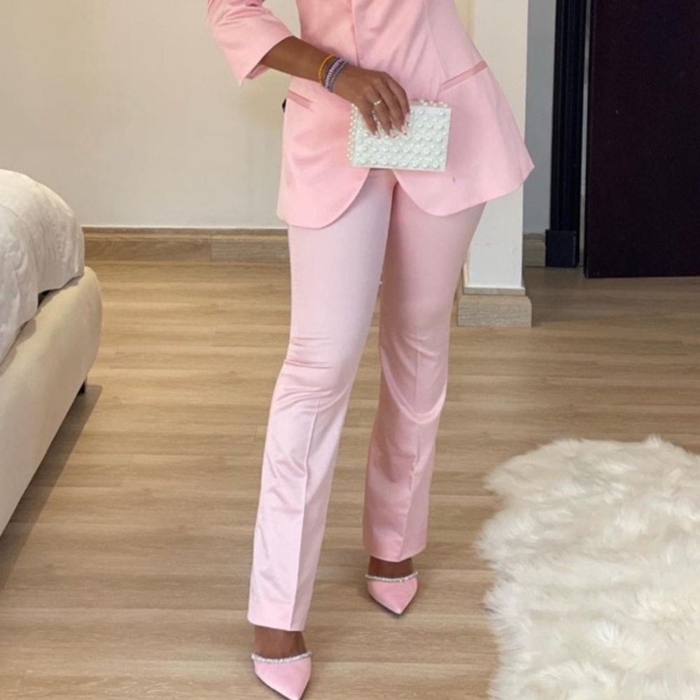 NWT Zara Bubble Gum Pink Satin Effect Pants